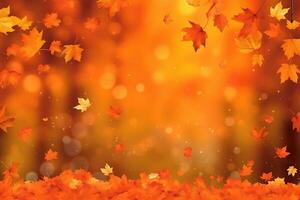 Realistic autumn background with colorful leaves illustration. AI Generated photo