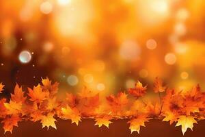 Realistic autumn background with colorful leaves illustration. AI Generated photo