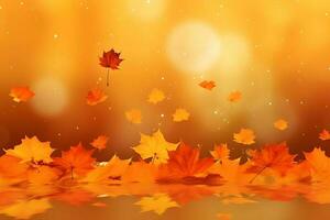 Realistic autumn background with colorful leaves illustration. AI Generated photo