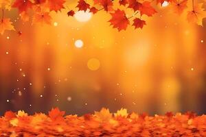 Realistic autumn background with colorful leaves illustration. AI Generated photo