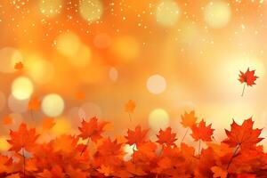 Realistic autumn background with colorful leaves illustration. AI Generated photo