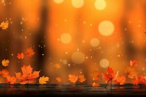 Realistic autumn background with colorful leaves illustration. AI Generated photo