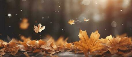 Beautiful autumn leaves on blurred background. AI Generated photo