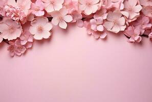 Beautiful pink flowers on pink background.AI Generated photo