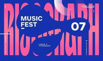 Music Festival Typography Abstract Banner Background, Event Poster for Flyer Presentation and Cover.  Vector Illustration