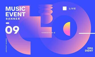 Music Event Geometric Abstract Banner Template, Minimal Gradient Abstract Background for Poster Flyer Presentation and Cover.  Vector Illustration