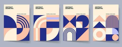 Geometric Poster Cover Template Set. Abstract Shape Background for Magazine Brochure Flyer and Page Layout. Vector Illustration