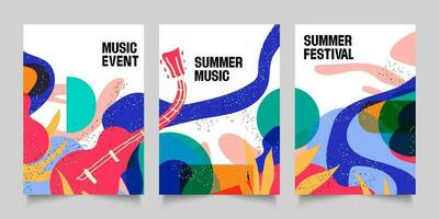 Set of Music Event Abstract Shapes Poster, Creative Flyer template for Print and Digital, Vector Illustration