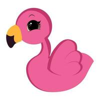 Cartoon flamingo isolated on white background. Vector illustration.