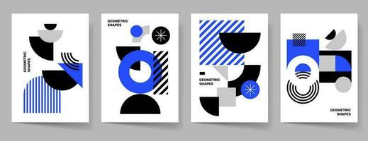 Minimal Geometric Abstract Cover Poster Set. Abstract Shape Background for Magazine Brochure Flyer and Page Layout. Vector Illustration