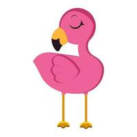 Cartoon flamingo isolated on white background. Vector illustration.