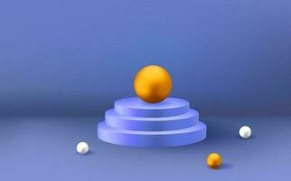 Empty 3d round  podium .Light blue  minimal wall scene.Abstract geometric platforms. vector