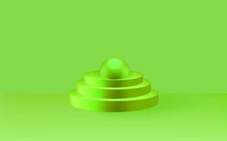 Empty 3d round  podium.Light green minimal wall scene.Abstract geometric platforms. vector