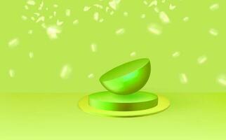 Empty 3d round  podium.Light green minimal wall scene.Abstract geometric platforms. vector