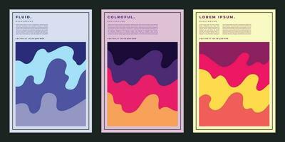 Colorful fluid layer background template copy space set. Colour gradation backdrop design. Suitable for poster, banner, brochure, leaflet, pamphlet, booklet, magazine, or cover. vector