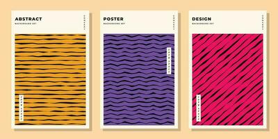 Stripes pattern with colorful background template copy space set. Abstract vertical backdrop design for poster, banner, leaflet, pamphlet, flyer, magazine, cover, or booklet. vector