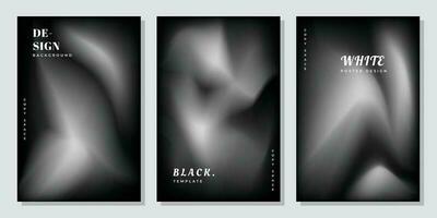 Black and white fluid gradient mesh vertical background template copy space. Grey colour gradation backdrop design for poster, banner, leaflet, flyer, brochure, or cover. vector