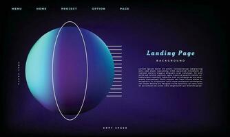 Dark blue and purple background with gradient circle for landing page design. Outer space themed backdrop template. vector
