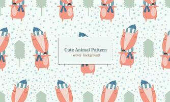 Fox mammal animal seamless pattern background in forest vector