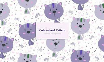 Cute pet cat animal seamless pattern background vector