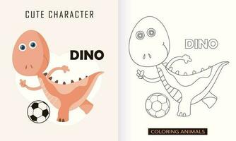 Animal character coloring book for cute Dinosaurs vector