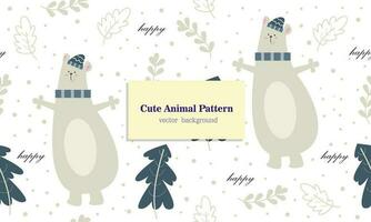 Cute bear animal seamless pattern background vector