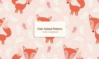 Fox mammal animal seamless pattern background in forest vector