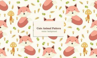 Fox mammal animal seamless pattern background in forest vector