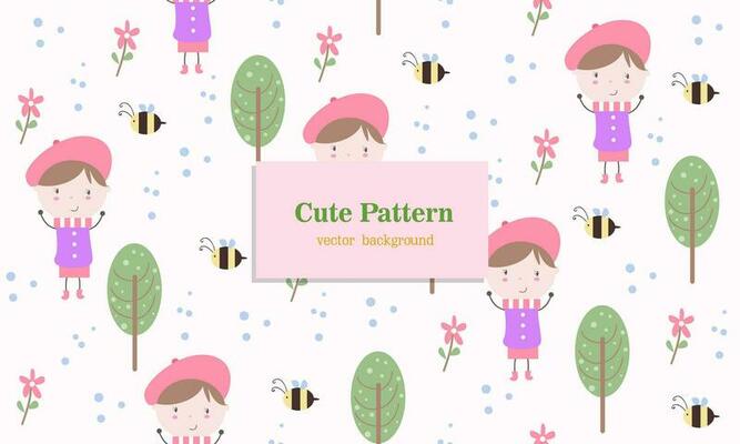 Seamless pattern cute character children