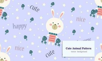 Rabbit animal habitat seamless pattern background vector