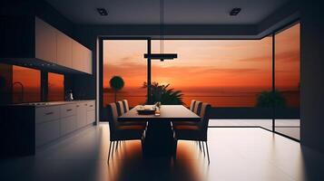 Interior home design. Dinner room decoration. . photo