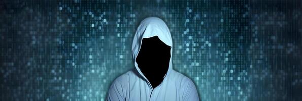 Hacker without face. Concept of dark web, hacking cybersecurity. image photo