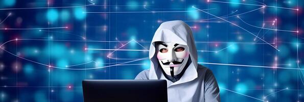 Hacker with hoodie. Concept of dark web, cybercrime, cyberattack. image photo