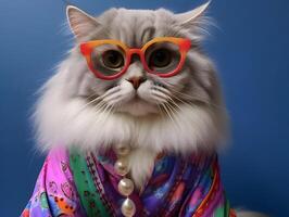 Persian kitten in pride parade. Concept of LGBTQ pride. photo