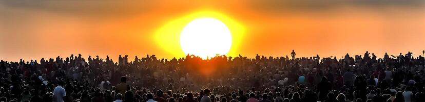 Crowd in the field. Concept of world population day. photo