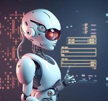 Robot with AI. Concept of chatbot or AI assistant. photo
