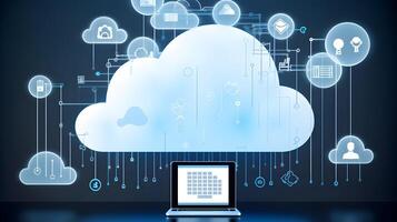 Cloud data storage, data transfer concept. photo