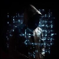 Anonymous hacker. Concept of cybercrime, cyberattack, dark web. photo