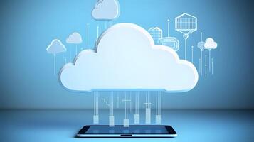 Cloud data storage, data transfer concept. photo