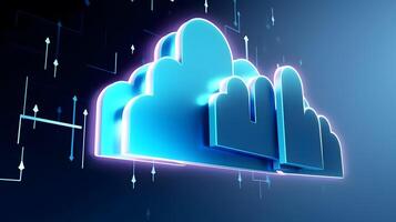 Cloud data storage, data transfer concept. photo