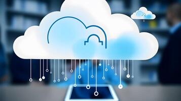 Cloud data storage, data transfer concept. photo