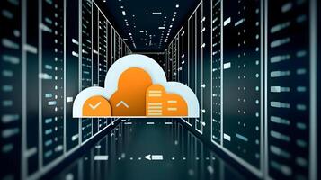 Cloud data storage, data transfer concept. photo