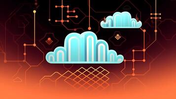 Cloud data storage, data transfer concept. photo