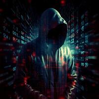 Anonymous hacker. Concept of cybercrime, cyberattack, dark web. photo