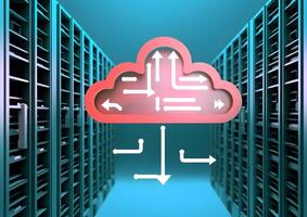 Cloud data storage, data transfer concept. photo