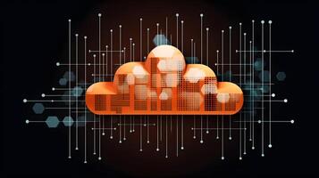 Cloud data storage, data transfer concept. photo