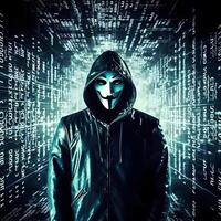 Anonymous hacker. Concept of cybercrime, cyberattack, dark web. AI generated photo