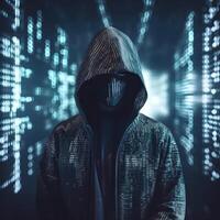 Anonymous hacker. Concept of cybercrime, cyberattack, dark web. photo