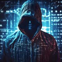 Anonymous hacker. Concept of cybercrime, cyberattack, dark web. photo