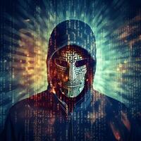 Anonymous hacker. Concept of cybercrime, cyberattack, dark web. photo